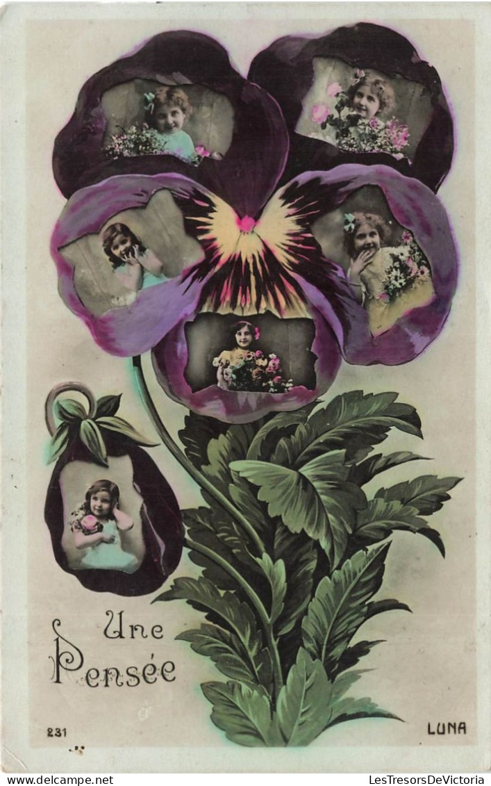 FANTAISIES - Une Pensée - Des Enfants Dans Des Fleurs - Colorisé - Carte Postale Ancienne - Baby's