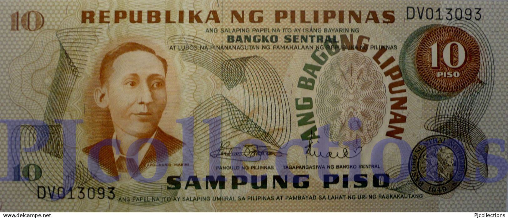 PHILIPPINES 10 PISO 1970 PICK 154a UNC - Philippines