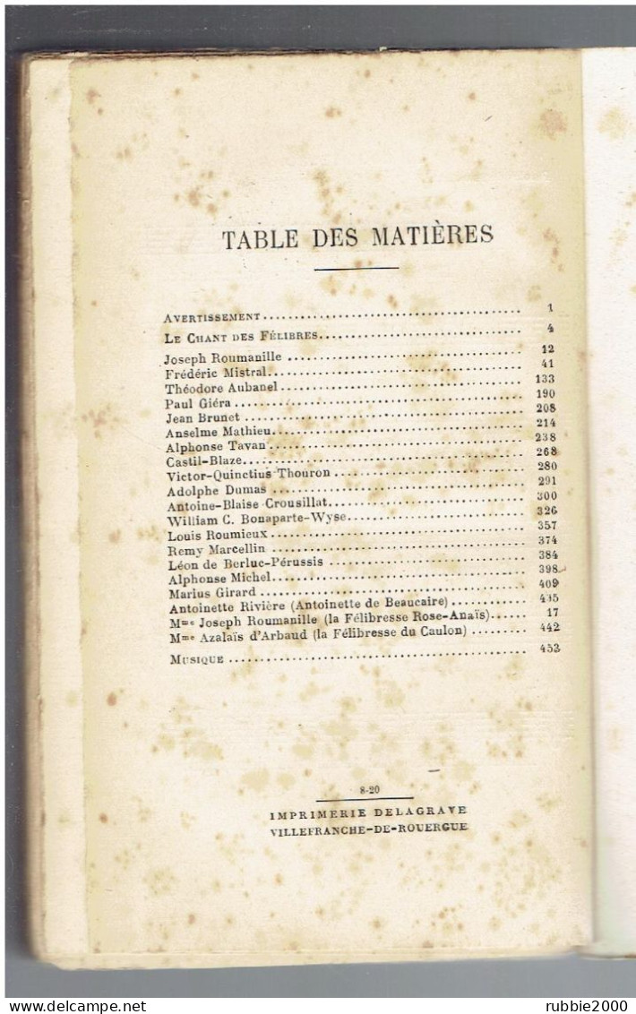ANTHOLOGIE DE FELIBRIGE PROVENCAL 1850 A NOS JOURS POESIE LANGUEDOC OCCITAN FREDERIC MISTRAL - Autores Franceses