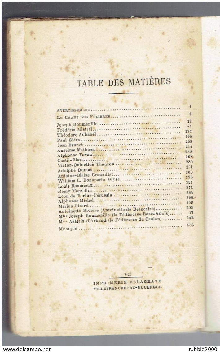 ANTHOLOGIE DE FELIBRIGE PROVENCAL 1850 A NOS JOURS POESIE LANGUEDOC OCCITAN FREDERIC MISTRAL - Autori Francesi