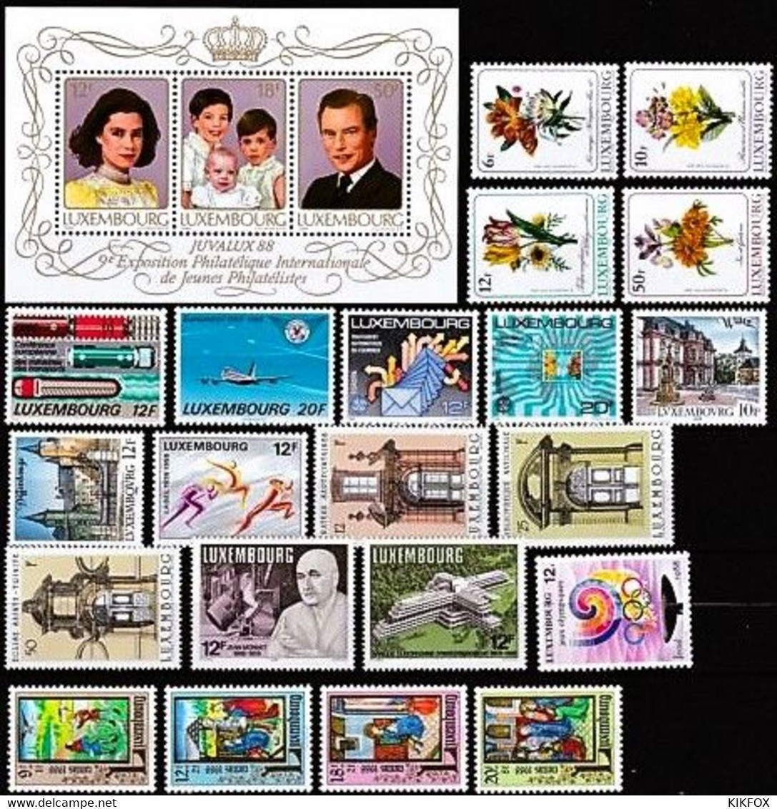 LUXEMBURG,LUXEMBOURG, 1988 Kompletter Jahrgang Mi.1190-1213, YT 1140-1163, COMPLETE YEAR , POSTFRISCH, NEUF - Full Years