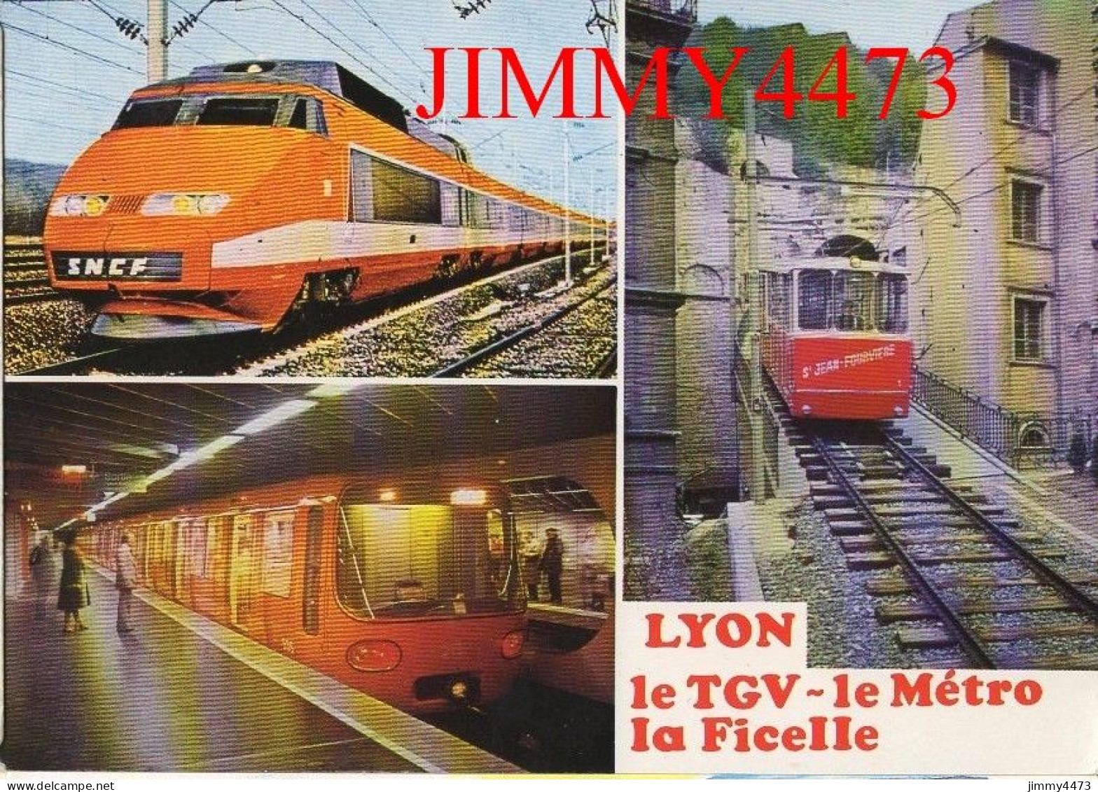 CPM - LYON (Rhône) Le TGV - Le Métro - La Ficelle - IMP. COMBIER MACON - Gares - Avec Trains