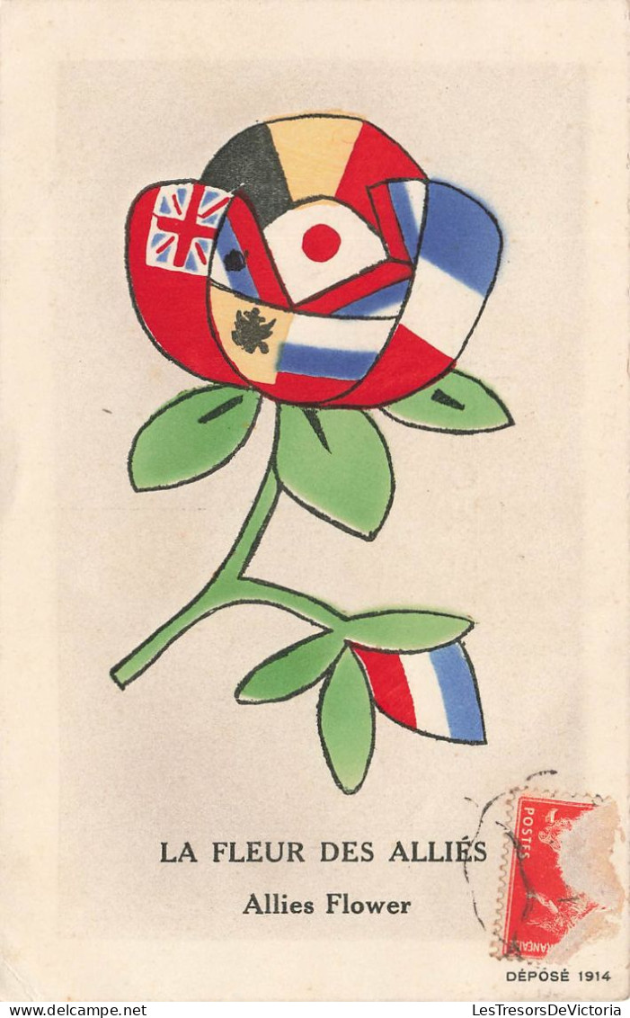 FLEURS, PLANTES & ARBRES - Fleurs - La Fleur Des Allées - Allies Flower - Drapeau - Carte Postale Ancienne - Flowers