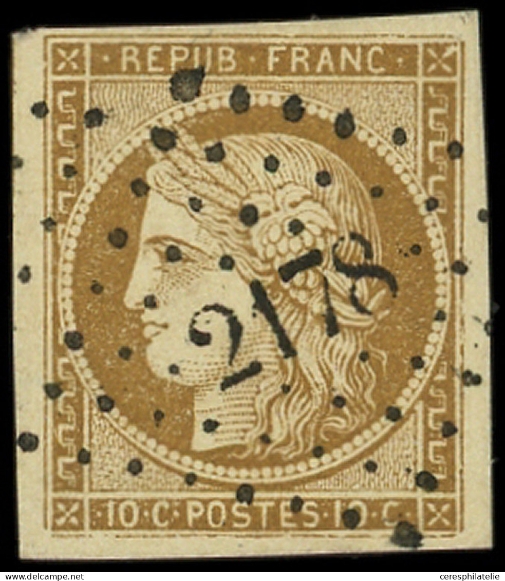 EMISSION DE 1849 - 1a   10c. Bistre-brun, Obl. PC 2178, Frappe Superbe - 1849-1850 Ceres