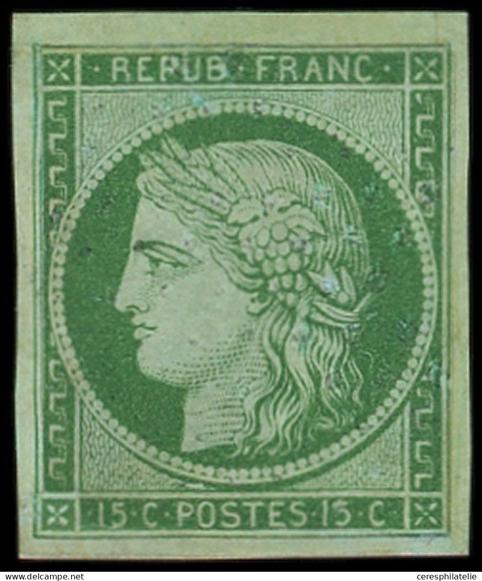 * EMISSION DE 1849 - 2    15c. Vert, Gno, Restauré, Cote Neuf Sans Gomme, B. C - 1849-1850 Cérès