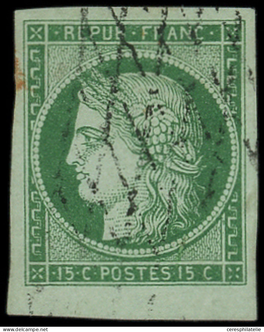 EMISSION DE 1849 - 2    15c. Vert, Obl. GRILLE SANS FIN, TTB - 1849-1850 Cérès