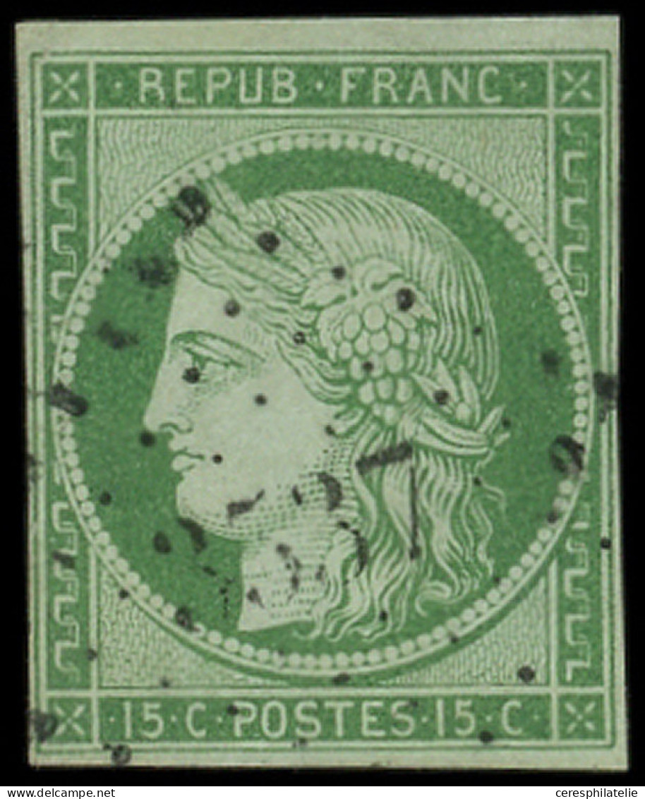 EMISSION DE 1849 - 2    15c. Vert, Obl. PC 3537, Frappe Légère, TB. J - 1849-1850 Cérès