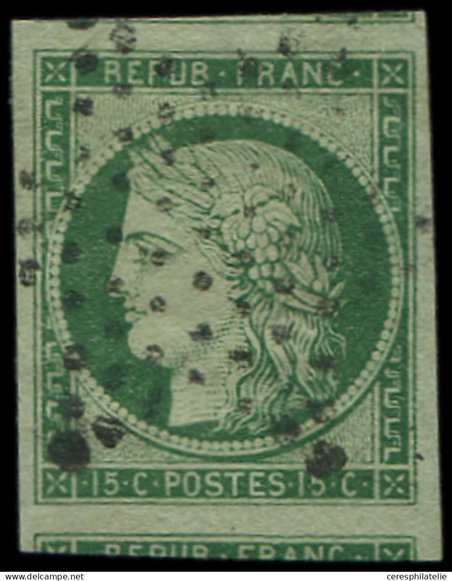 EMISSION DE 1849 - 2b   15c. Vert FONCE, Marges énormes Avec Voisins, Obl. Etoile, Superbe - 1849-1850 Cérès