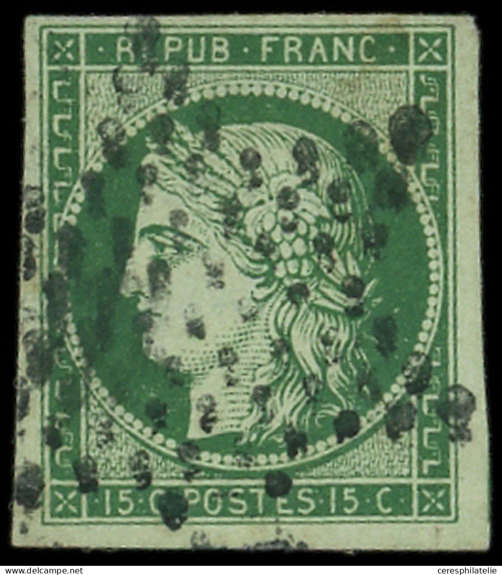 EMISSION DE 1849 - 2b   15c. Vert FONCE, Obl. ETOILE, TB - 1849-1850 Ceres