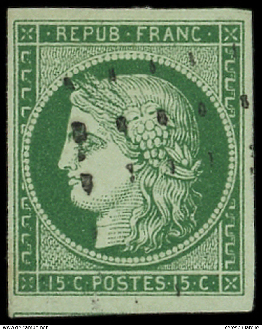 EMISSION DE 1849 - 2b   15c. Vert FONCE, Obl. GROS POINTS, TB - 1849-1850 Cérès