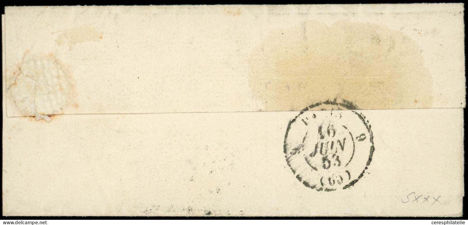 Let EMISSION DE 1849 - 2b   15c. Vert FONCE, Obl. ETOILE S. Petite LSC De Paris Pour Paris 16/6/53, TTB, Certif. Calves - 1849-1876: Période Classique