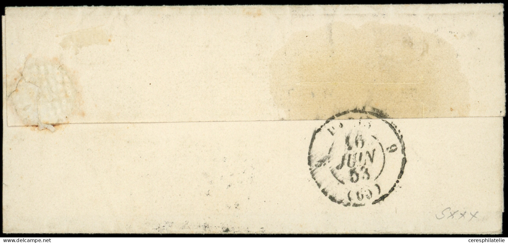 Let EMISSION DE 1849 - 2b   15c. Vert FONCE, Obl. ETOILE S. Petite LSC De Paris Pour Paris 16/6/53, TTB, Certif. Calves - 1849-1876: Klassieke Periode