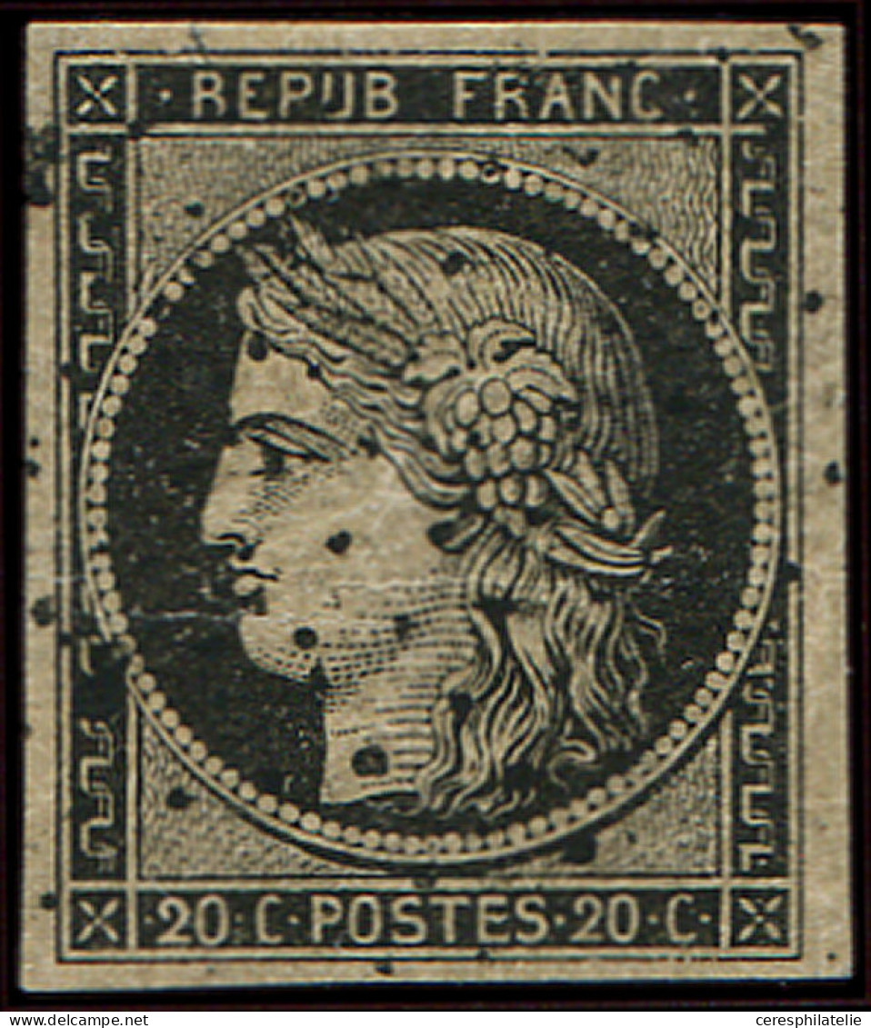 EMISSION DE 1849 - 3    20c. Noir Sur Jaune, Défx, Obl. ETOILE, B/TB. C - 1849-1850 Cérès