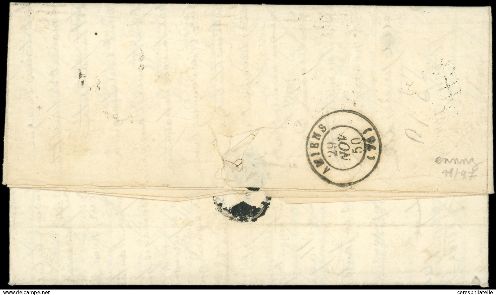 Let EMISSION DE 1849 - 3    20c. Noir Sur Jaune, 2 Ex. Obl. GRILLE S. LAC, Càd T15 St VALLERY-S-SOMME 28/11/50, Taxe 1 D - 1849-1876: Classic Period