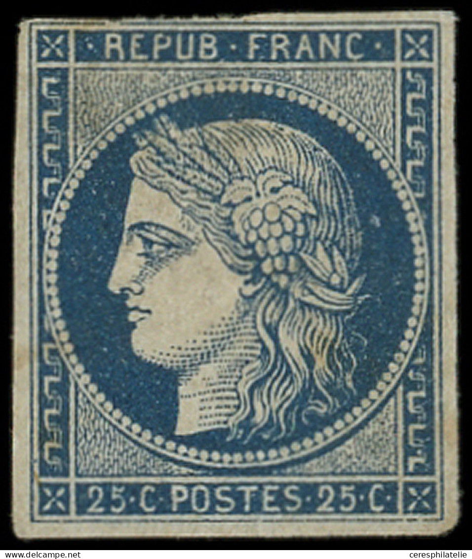 * EMISSION DE 1849 - 4a   25c. Bleu Foncé, Filet Effl. En Haut, Forte Ch., B/TB, Certif. Scheller - 1849-1850 Cérès