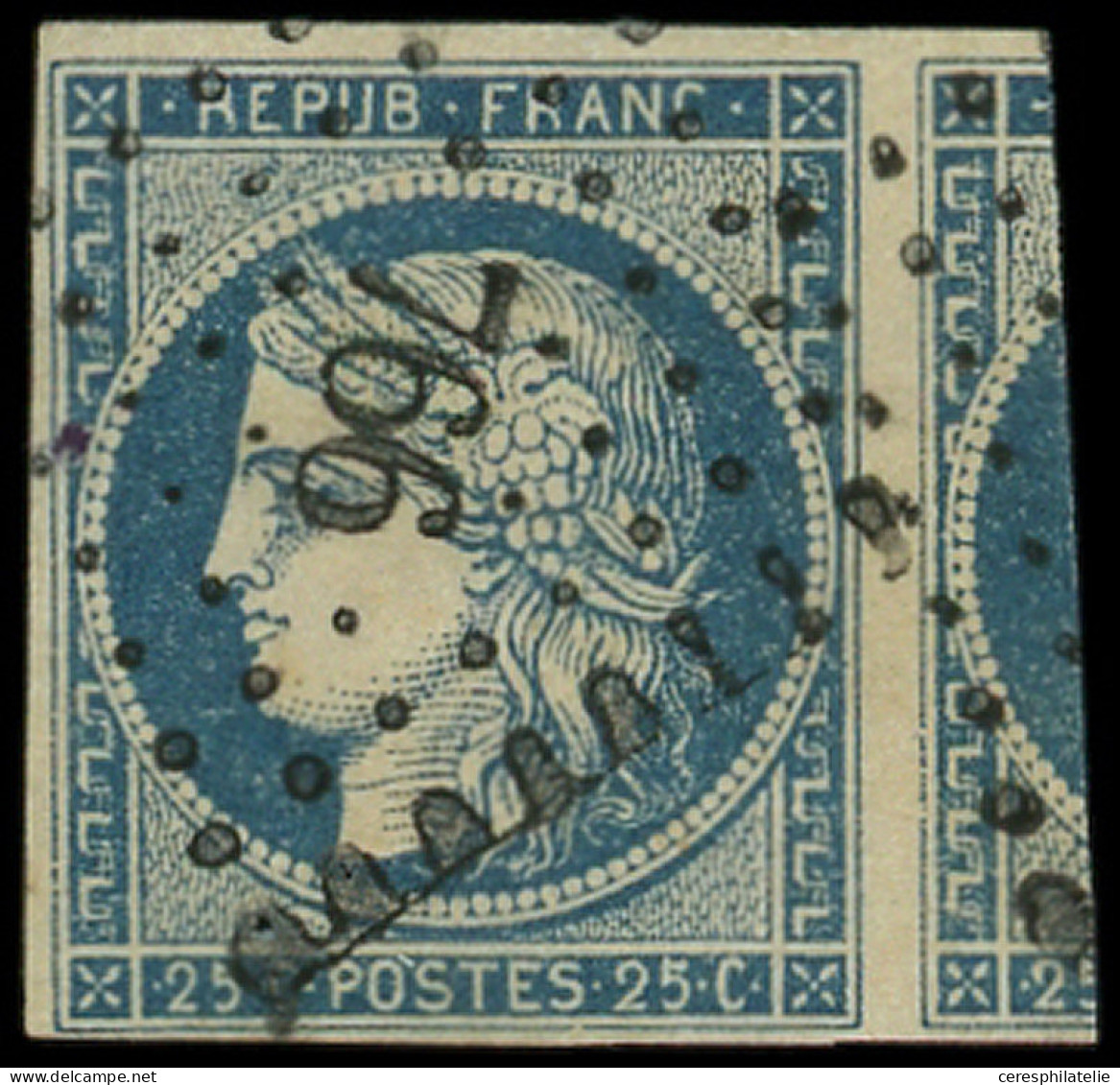 EMISSION DE 1849 - 4    25c. Bleu, Grand Voisin, Obl. PC 766 De CHATEAU D'OLERON, TTB - 1849-1850 Cérès