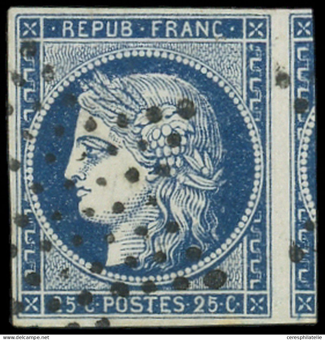 EMISSION DE 1849 - 4a   25c. Bleu Foncé, Voisin à Droite, Obl. ETOILE, TTB/Superbe - 1849-1850 Cérès