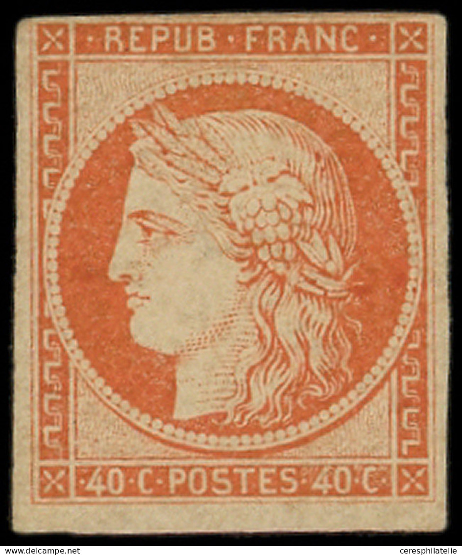 * EMISSION DE 1849 - 5    40c. Orange, Filet Supérieur Touché, B/TB - 1849-1850 Ceres