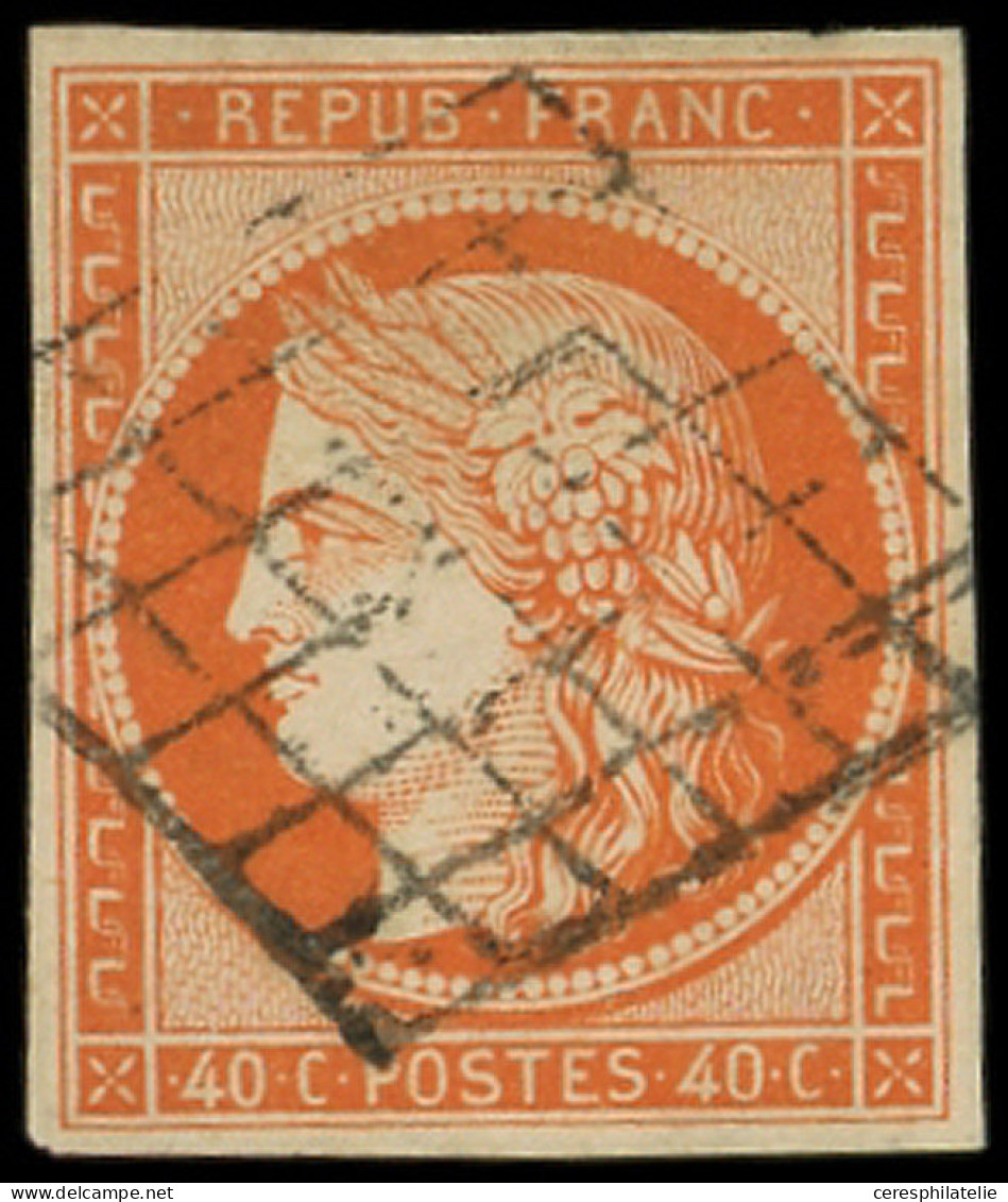 EMISSION DE 1849 - 5    40c. Orange, Obl. GRILLE, Frappe Légère, TB/TTB. J - 1849-1850 Ceres