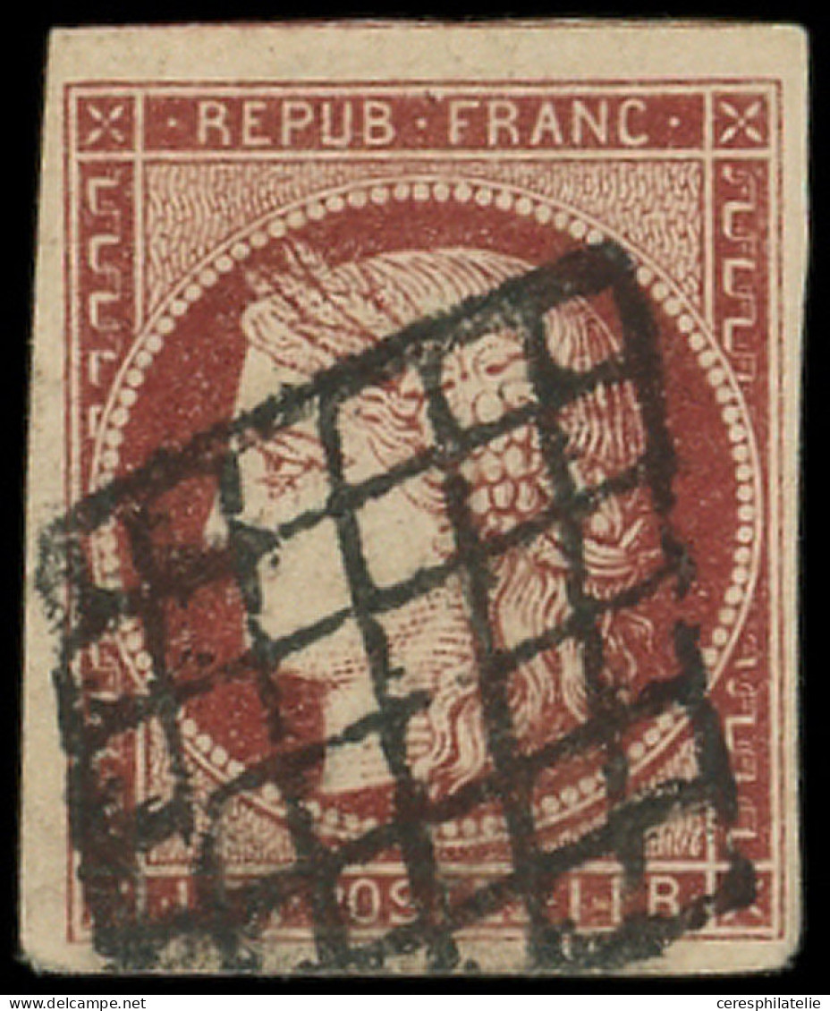 EMISSION DE 1849 - 6     1f. Carmin, Très Belles Marges, Obl. GRILLE, TB. Br - 1849-1850 Cérès