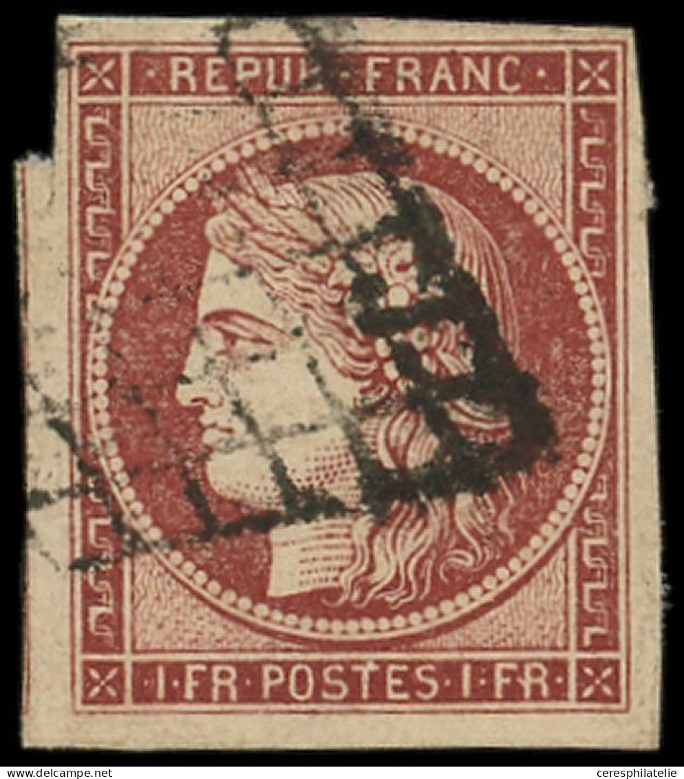 EMISSION DE 1849 - 6B    1f. Carmin-brun, Amorce De Voisin à Gauche, Obl. GRILLE, TB - 1849-1850 Cérès