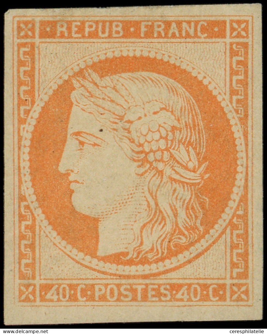 * EMISSION DE 1849 - R5h  40c. Orange, REIMPRESSION Avec 4 RETOUCHES, RR Et TTB, Certif. Calves - 1849-1850 Cérès