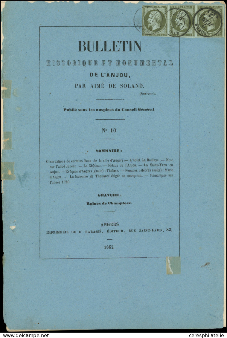 Let EMPIRE NON DENTELE - 11    1c. Olive, BANDE De 3, Un Ex. Touché, Obl. Càd T15 ANGERS 7/6/62 S. Bulletin Historique E - 1849-1876: Klassik