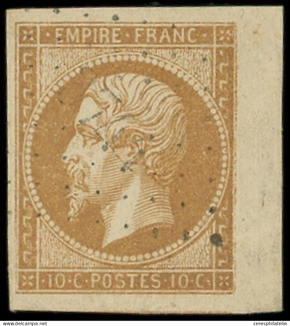 EMPIRE NON DENTELE - 13A  10c. Bistre, T I, Bdf, Obl. PC 3744 De GRADIGNAN, Frappe Légère, Superbe - 1853-1860 Napoleon III