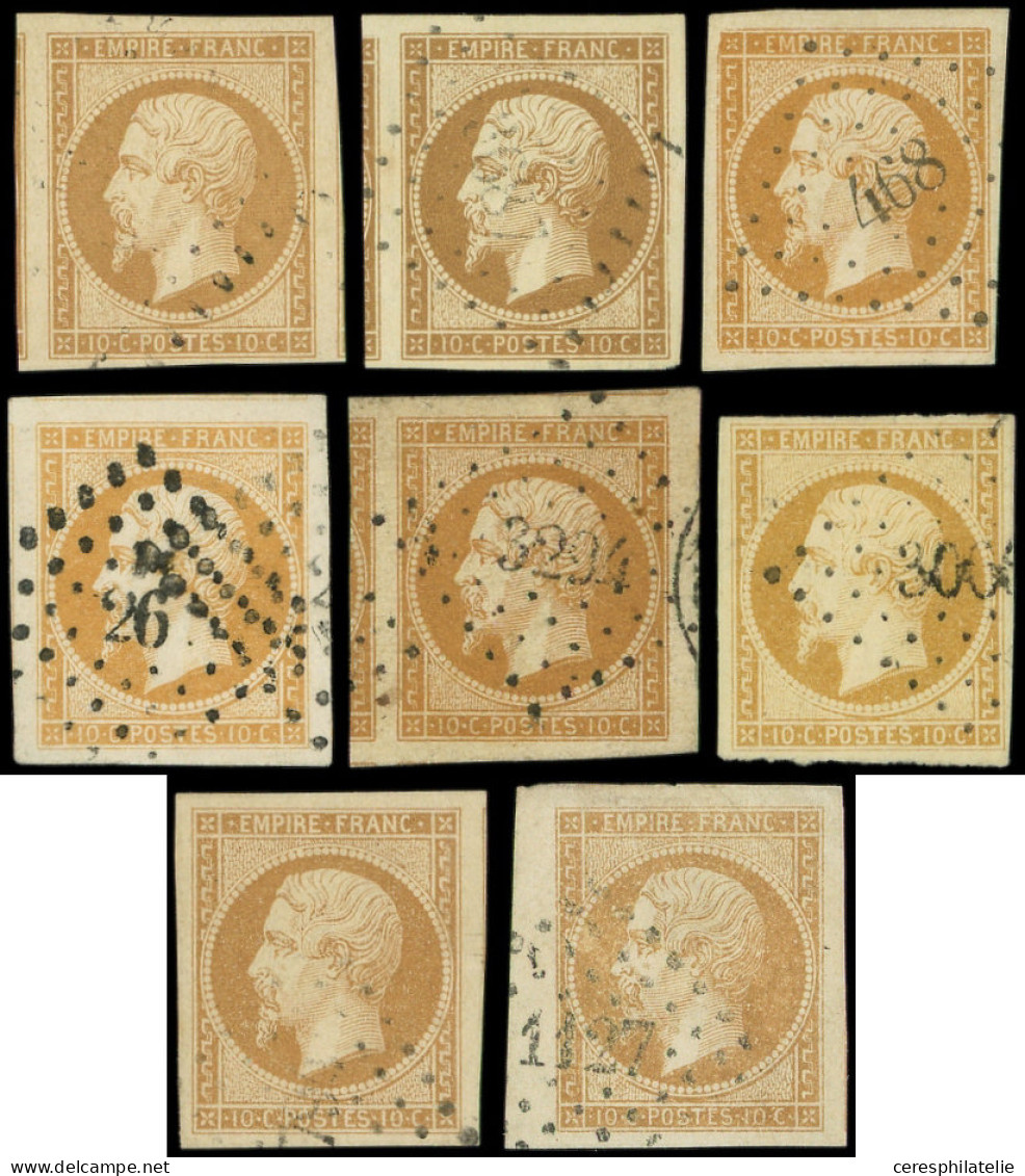 EMPIRE NON DENTELE - 13A (6) Et 13B (2), 10c. T I Et II, 8 Ex. Choisis, TTB/Superbes - 1853-1860 Napoleon III