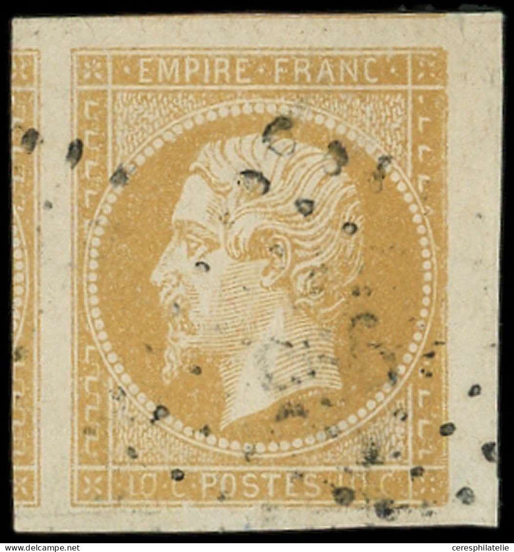 EMPIRE NON DENTELE - 13Aa 10c. Jaune-citron, T I, Marges énormes (2 Voisins), Petit Bdf, Obl. PC 995, Superbe - 1853-1860 Napoléon III.