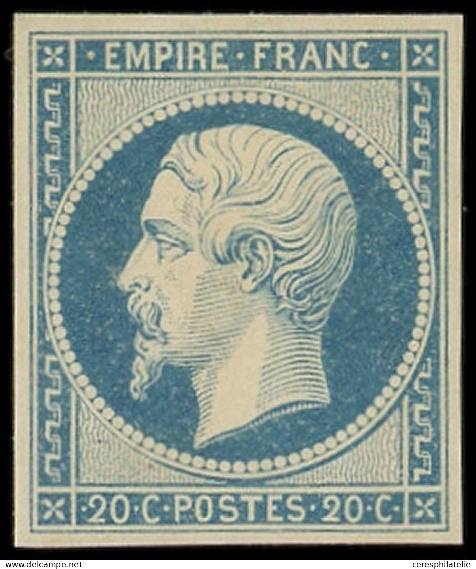 ** EMPIRE NON DENTELE - 14Af 20c. Bleu Laiteux, T I, Très Lég. Adh. Sur La Gomme, TB - 1853-1860 Napoleon III