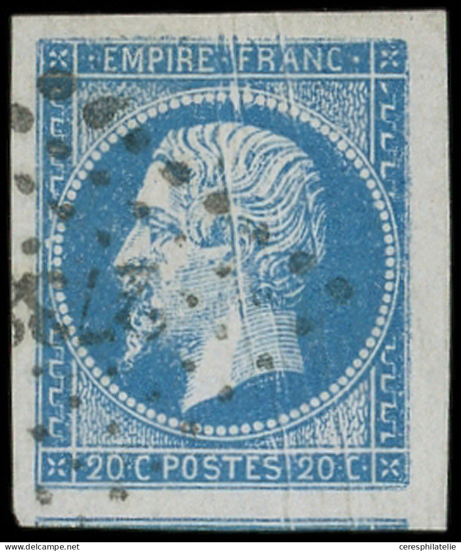 EMPIRE NON DENTELE - 14A  20c. Bleu, T I, PLIS ACCORDEON, Obl. PC, TTB - 1853-1860 Napoléon III