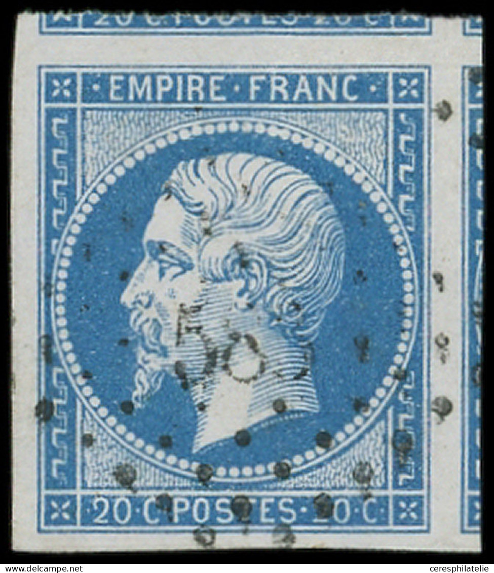 EMPIRE NON DENTELE - 14B  20c. Bleu, T II, 3 Voisins, Obl. PC 583, Superbe - 1853-1860 Napoléon III.