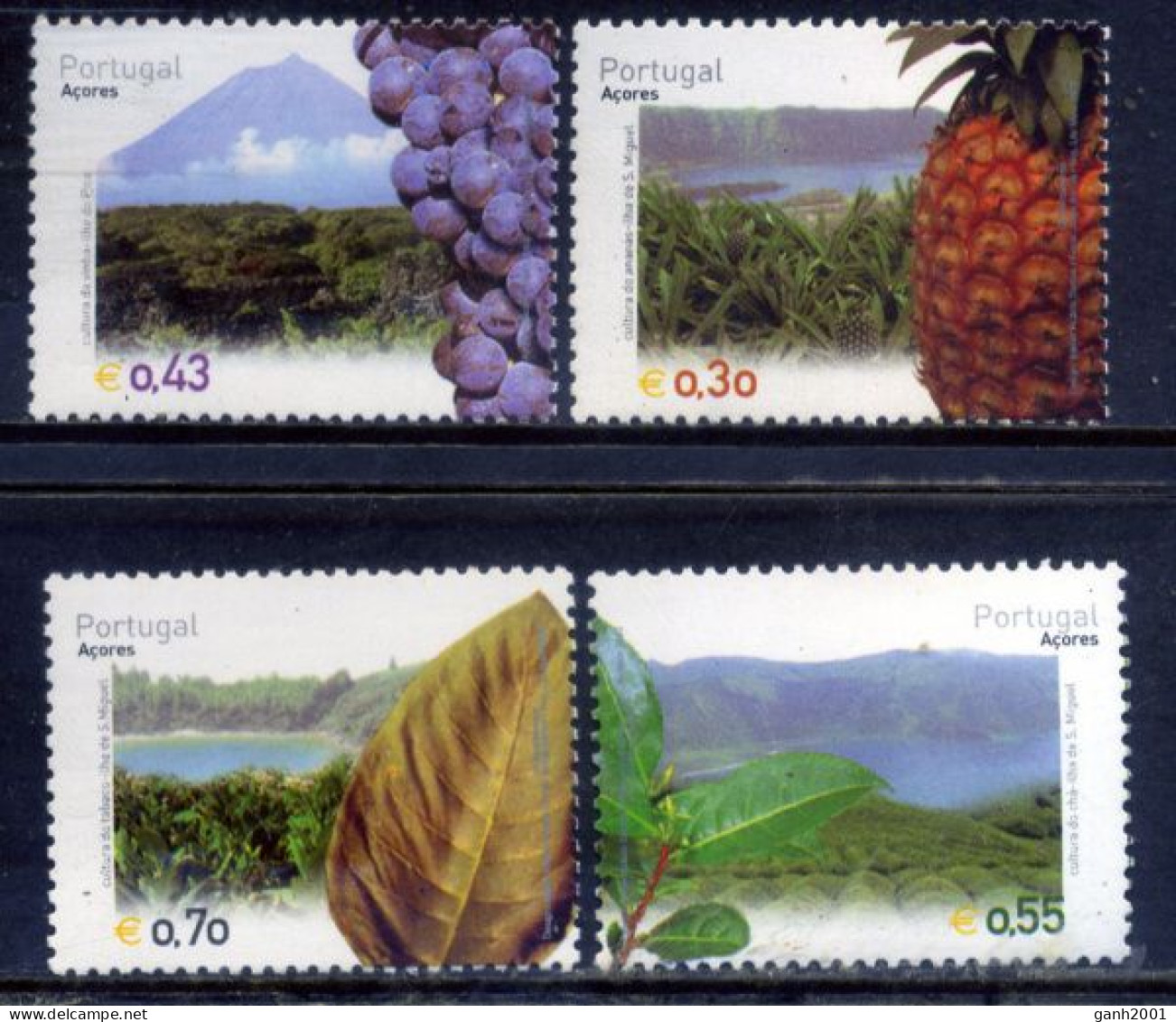 Azores 2003 Portugal / Fruits Ananas Grapes Tobacco Landscapes MNH Paisajes Frutas Uvas Piña Tabaco  / Ga07  38-47 - Fruits