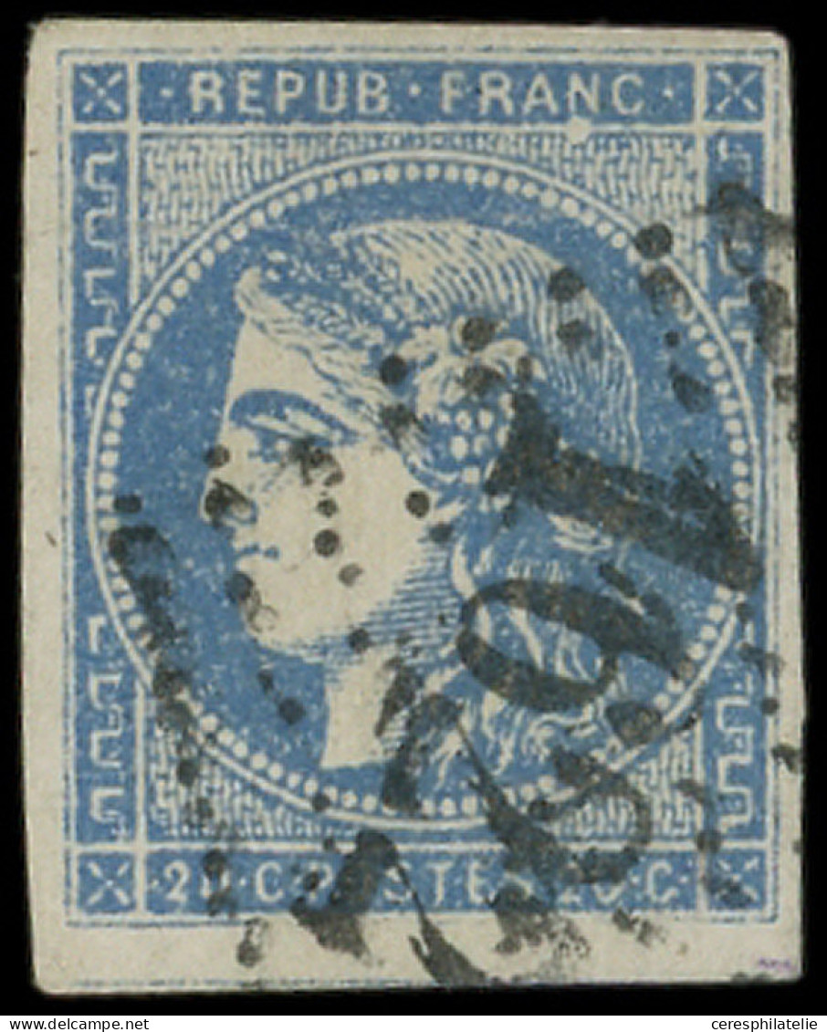 EMISSION DE BORDEAUX - 45Cb 20c. OUTREMER, T II, R III, Très Belle Nuance, Obl. GC 1622, Pli, Sinon TB - 1870 Bordeaux Printing