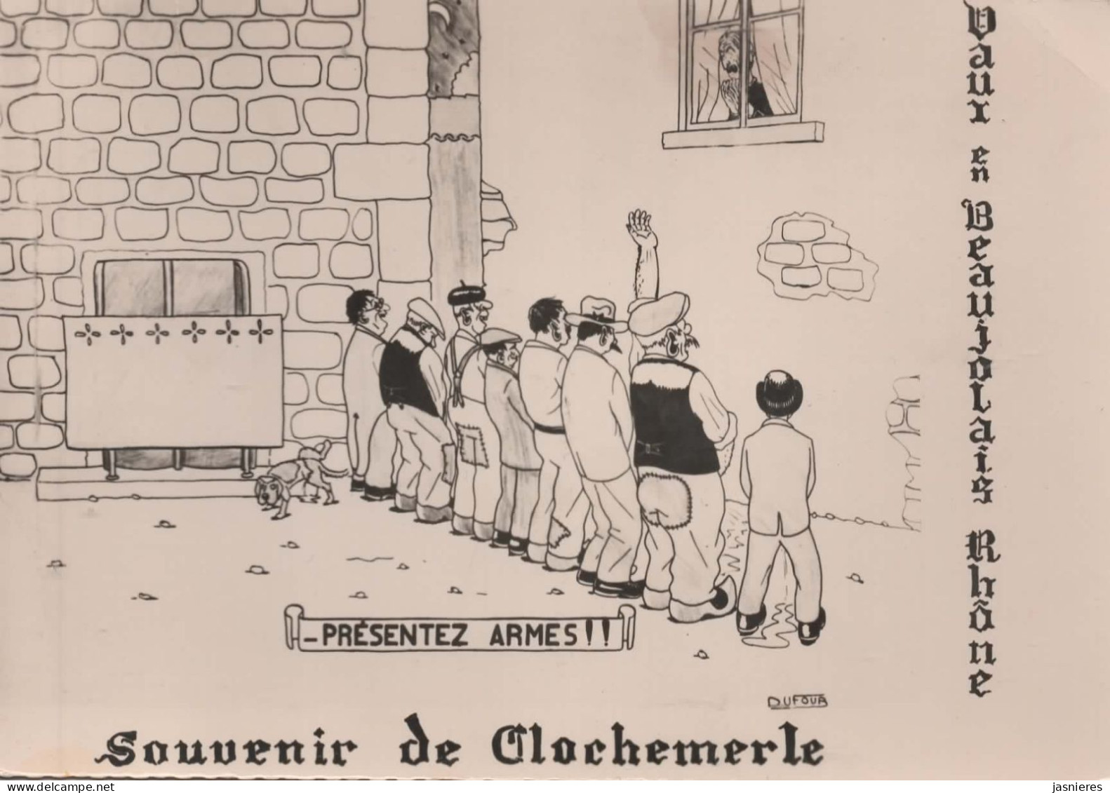 CPSM DUBOUT - Souvenir De Clochemerle - Présentez Armes ! - Vaux En Beaujolais - RARE - Dubout
