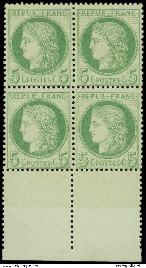 ** CERES DENTELE - 53g   5c. Vert-jaune S. Verdâtre, BLOC De 4 Bdf, Inf. Ch. S. La Paire Sup., TTB - 1871-1875 Cérès