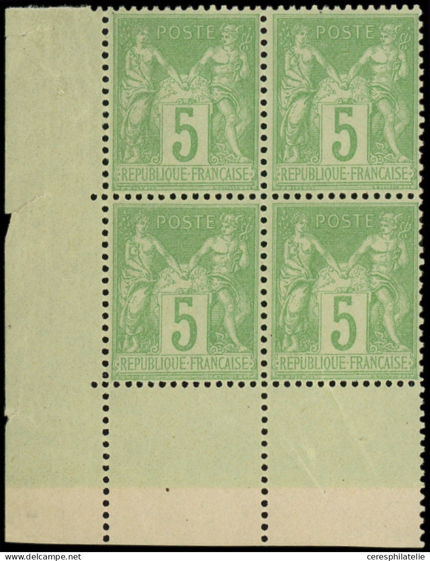** TYPE SAGE - 102   5c. Vert-jaune, BLOC De 4 Cdf, Bon Centrage, TTB/Superbe - 1898-1900 Sage (Type III)