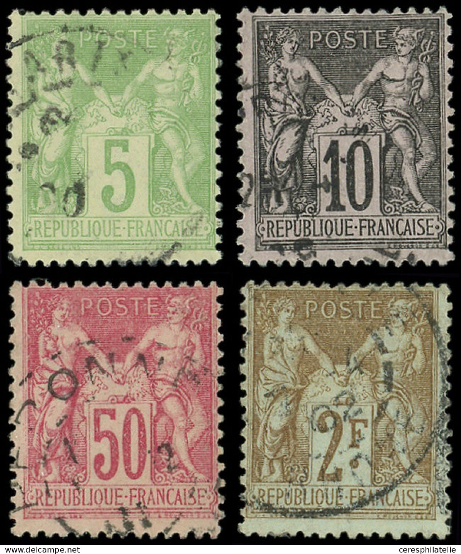 TYPE SAGE - 102/05, 5c., 10c., 50c. Et 2f., Obl., TB - 1898-1900 Sage (Tipo III)