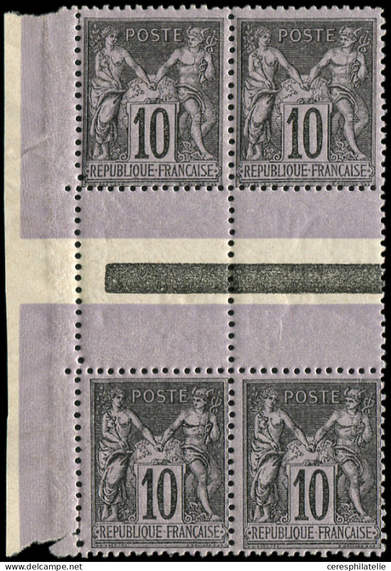 ** TYPE SAGE - 103b 10c. Noir Sur Lilas, BLOC De 4 Inter-galvano T I Et T II, Bdf, Frais Et TB - 1898-1900 Sage (Type III)