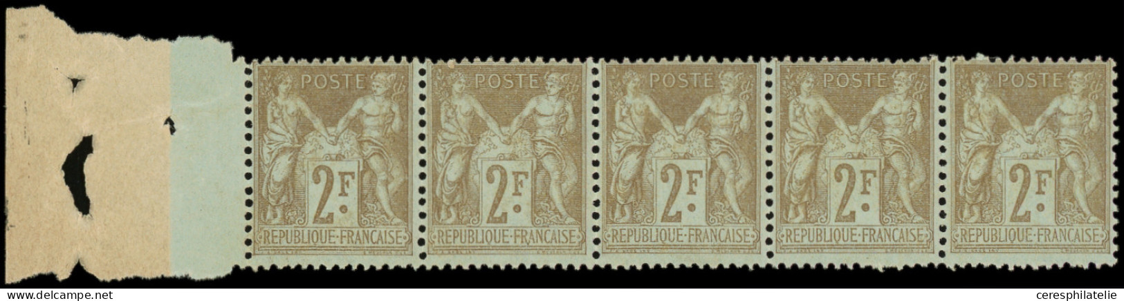 ** TYPE SAGE - 105   2f. Bistre Sur Azuré, BANDE De 5 Bdf, TB - 1898-1900 Sage (Type III)