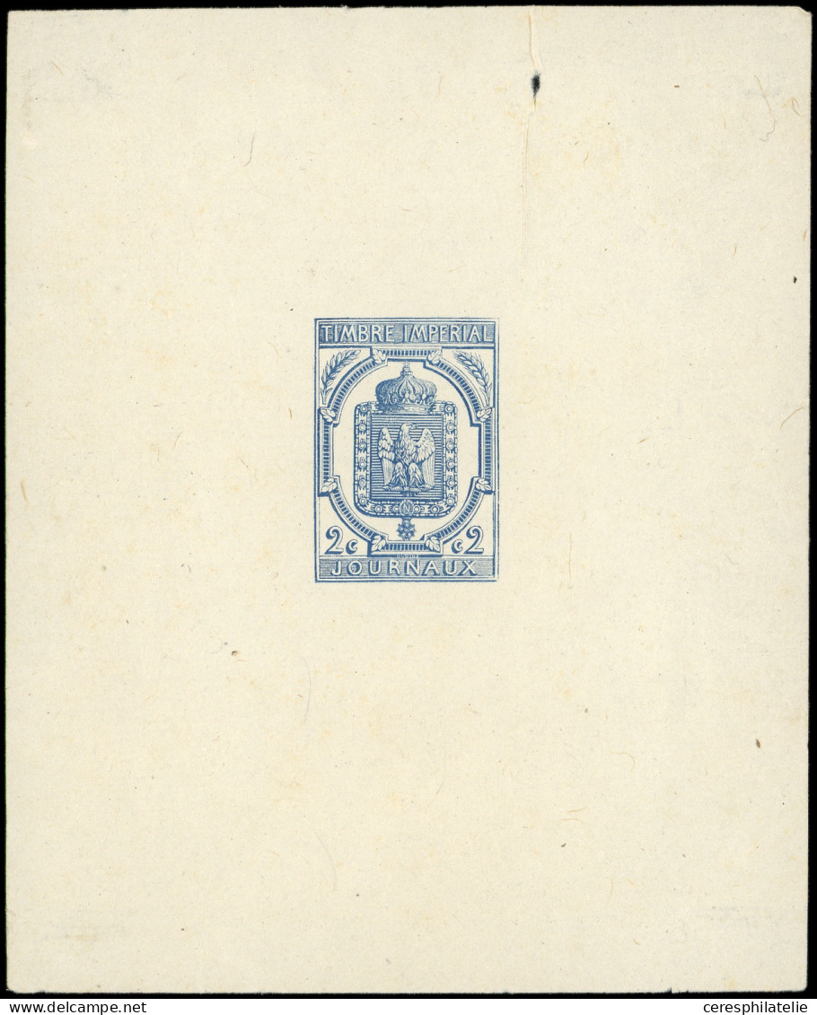 (*) JOURNAUX -  2 : 2c. Bleu, épreuve Sur Feuillet 105 X 130, Pli Vertical Hors Timbre, RR, TB - Periódicos