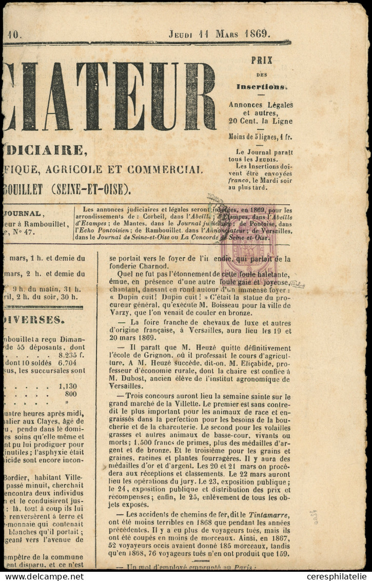 Let JOURNAUX -  10 : 5c. Lilas Obl. Typo S. L'Annonciateur Journal Entier Du 11/3/69, TB, Cote Cérès - Zeitungsmarken (Streifbänder)