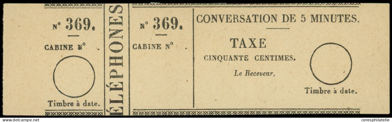 (*) TELEPHONE - Téléphone 2 : 50c. Noir Sur Bulle, TB, R - Telegraaf-en Telefoonzegels