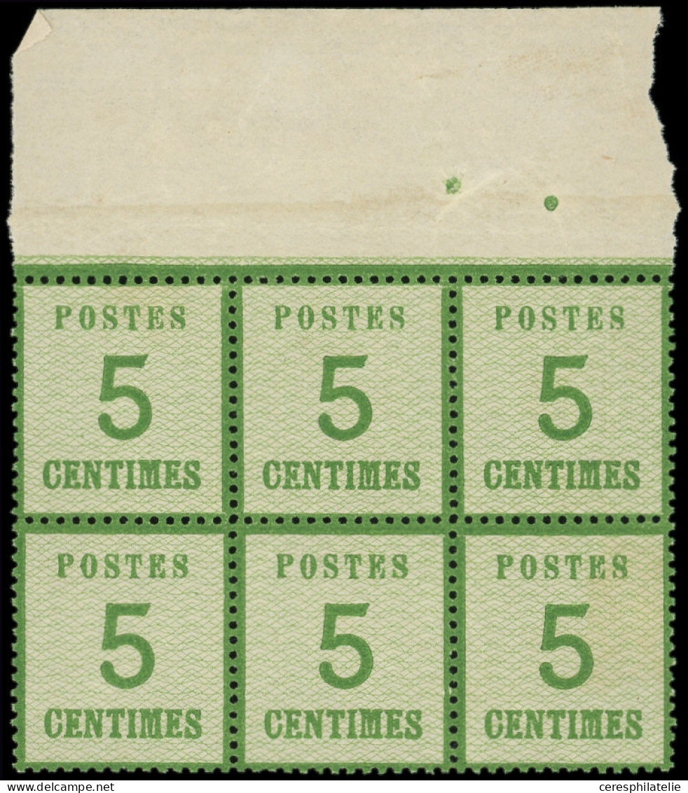 ** ALSACE-LORRAINE - 4    5c. Vert-jaune, BLOC De 6 Bdf, Fraîcheur Postale, TTB. J, Cote Maury - Other & Unclassified