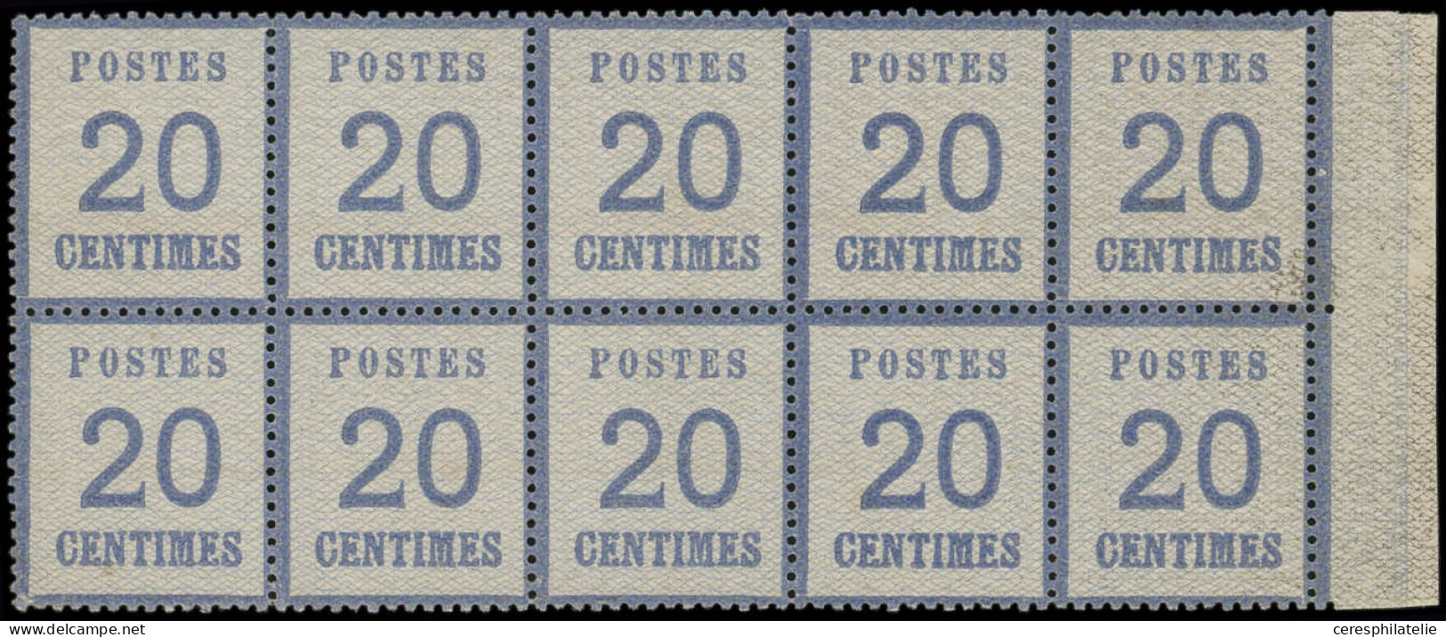 * ALSACE-LORRAINE - 6   20c. Bleu, BLOC De 10 Bdf, TB - Andere & Zonder Classificatie