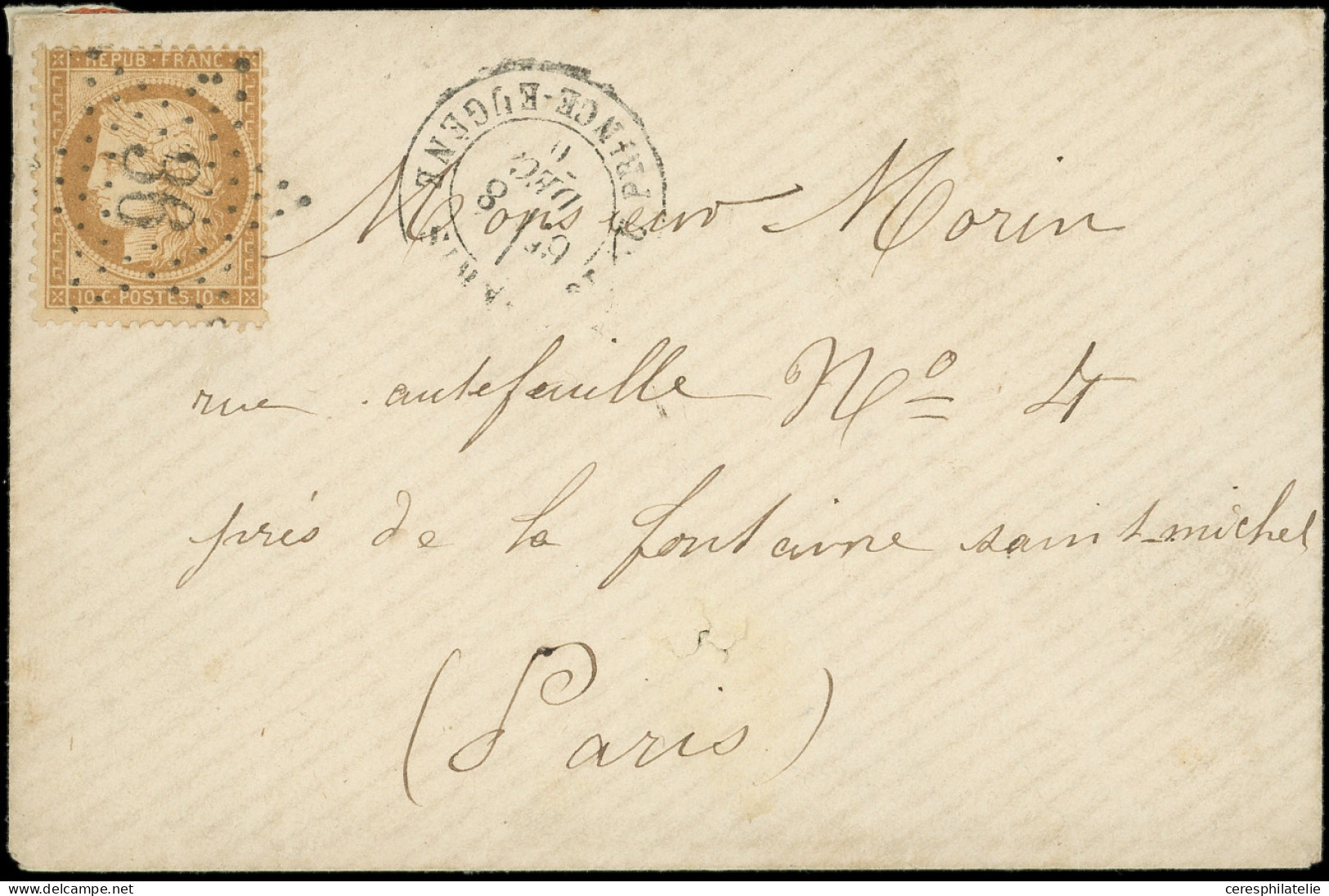 Let Guerre De 1870 -  N°36 Obl. Etoile 36 S. Env. Locale, Càd Bt Du Prince Eugène 8/12/70, TB - Krieg 1870