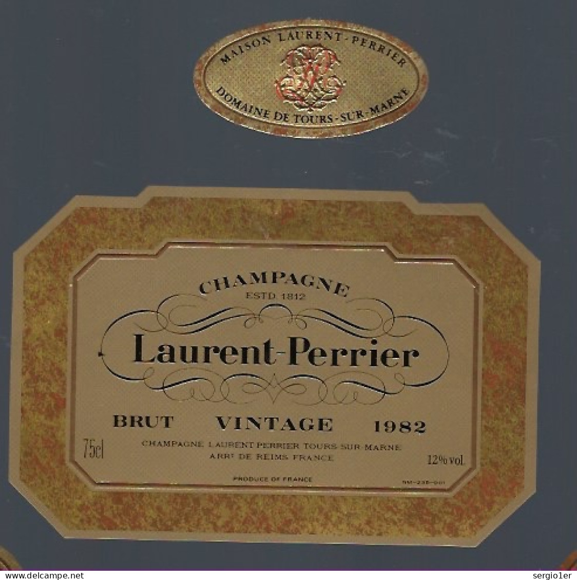 Etiquette Champagne Brut Vintage 1982 Laurent Perrier Tours Sur Marne  Marne 51 Avec Sa Collerette - Champagner