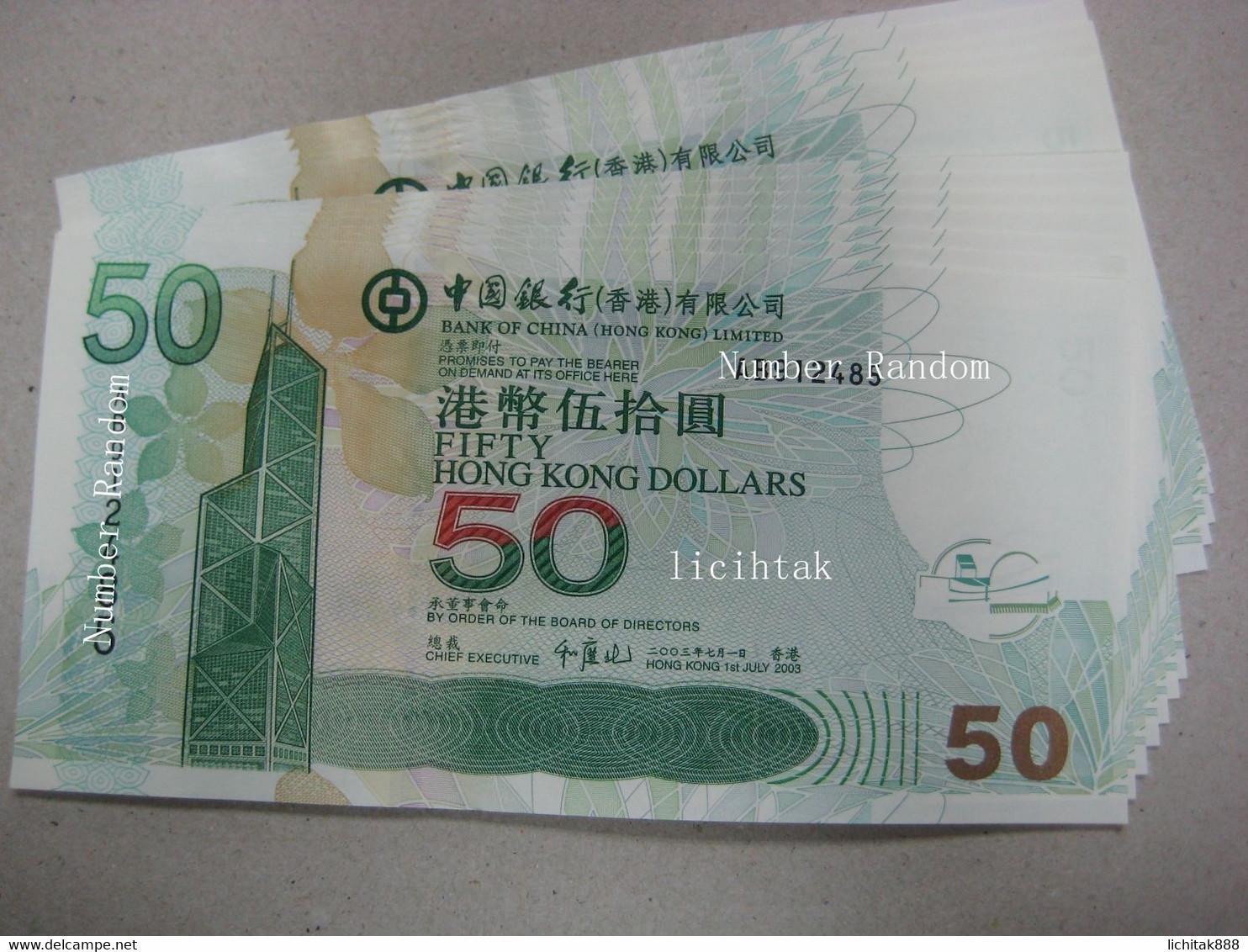 Hong Kong 2003 Bank Of China $50 Banknote UNC Random Number - Hongkong