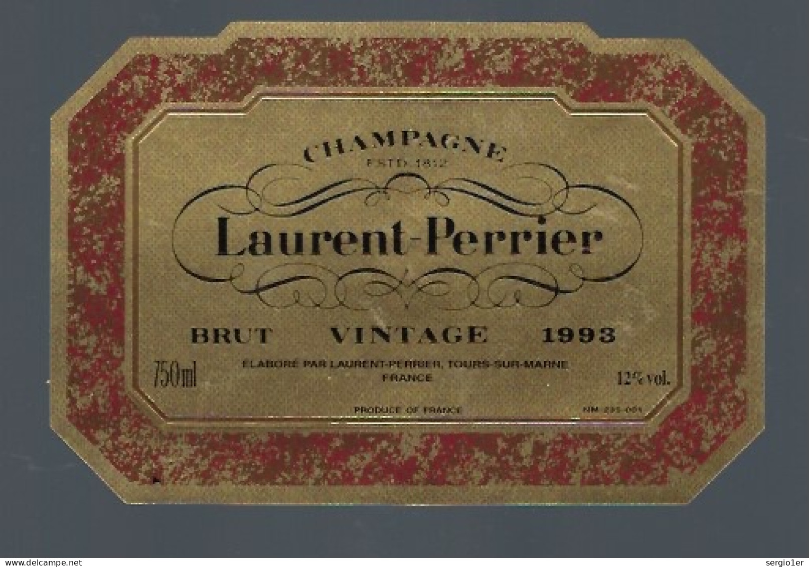 Etiquette Champagne Brut Vintage 1993 Laurent Perrier Tours Sur Marne  Marne 51 - Champan